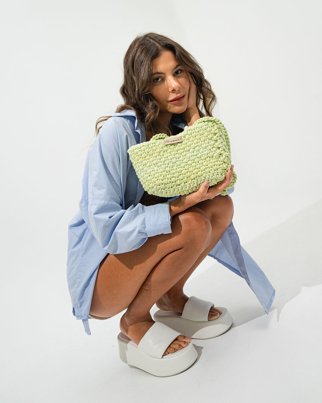 Lydia Crochet Shoulder-Bag in Summer Green