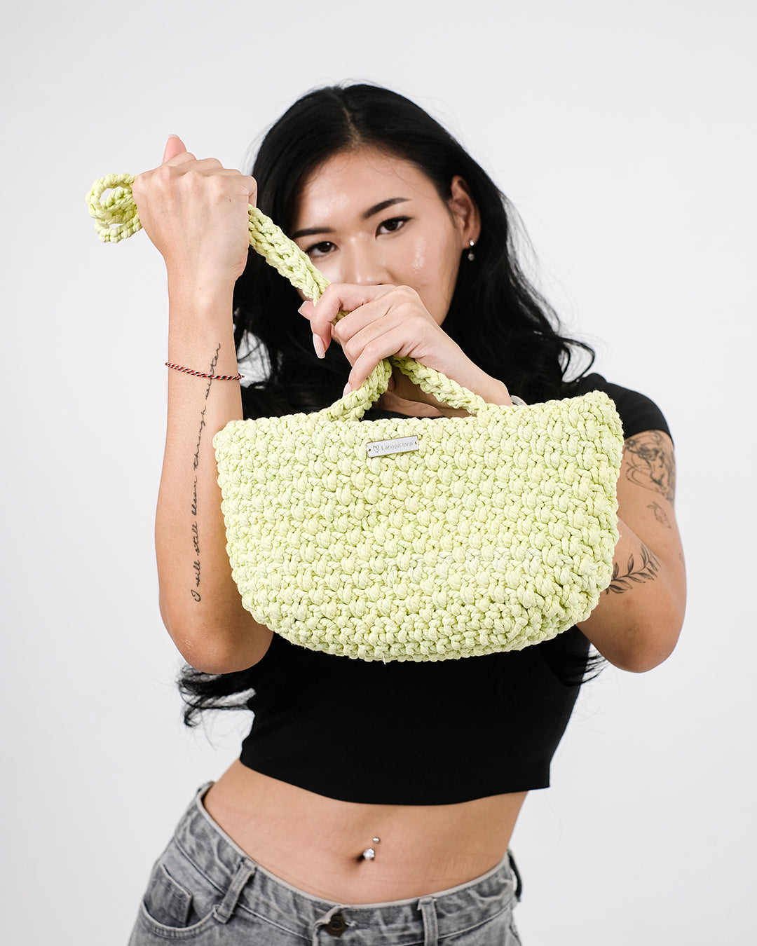 Lydia Crochet Shoulder-Bag in Summer Green