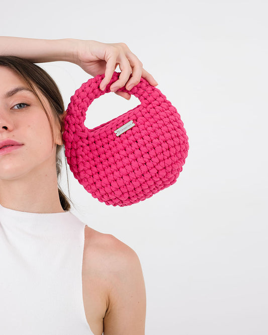 Bella Rounded Crochet Hand-Bag - Fuschia | Size S