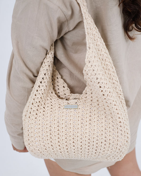 Riaa Crochet Tote Bag - Cream