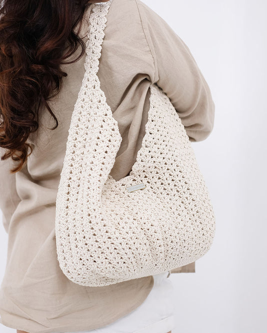 Riaa Crochet Tote Bag - Ivory