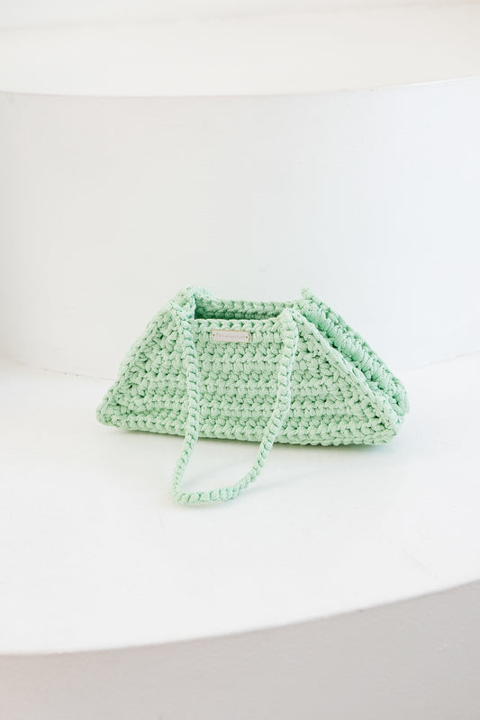 Velin Triangle Crochet Shoulder-Bag in Mint Green