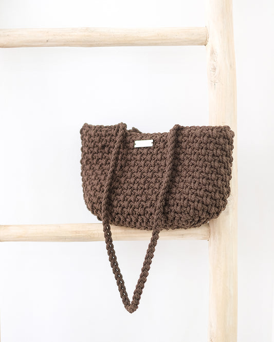 Lydia Crochet Shoulder-Bag in Chocolate